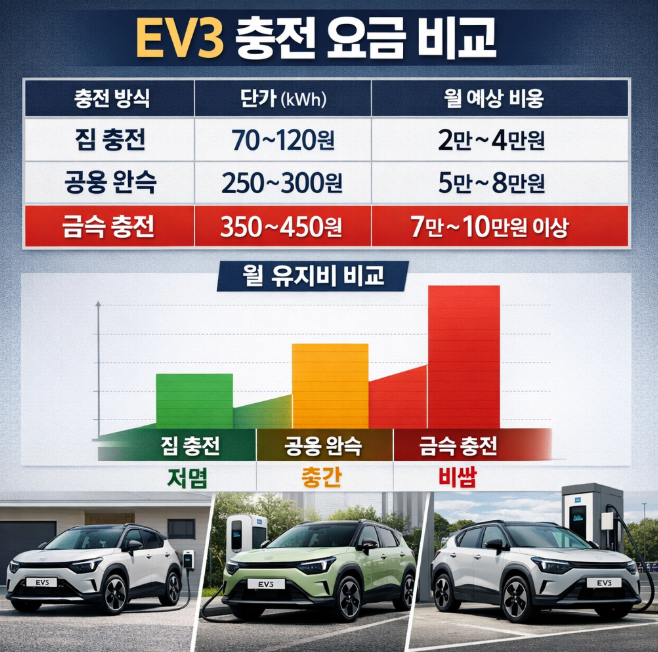 ev3 충전요금 비교