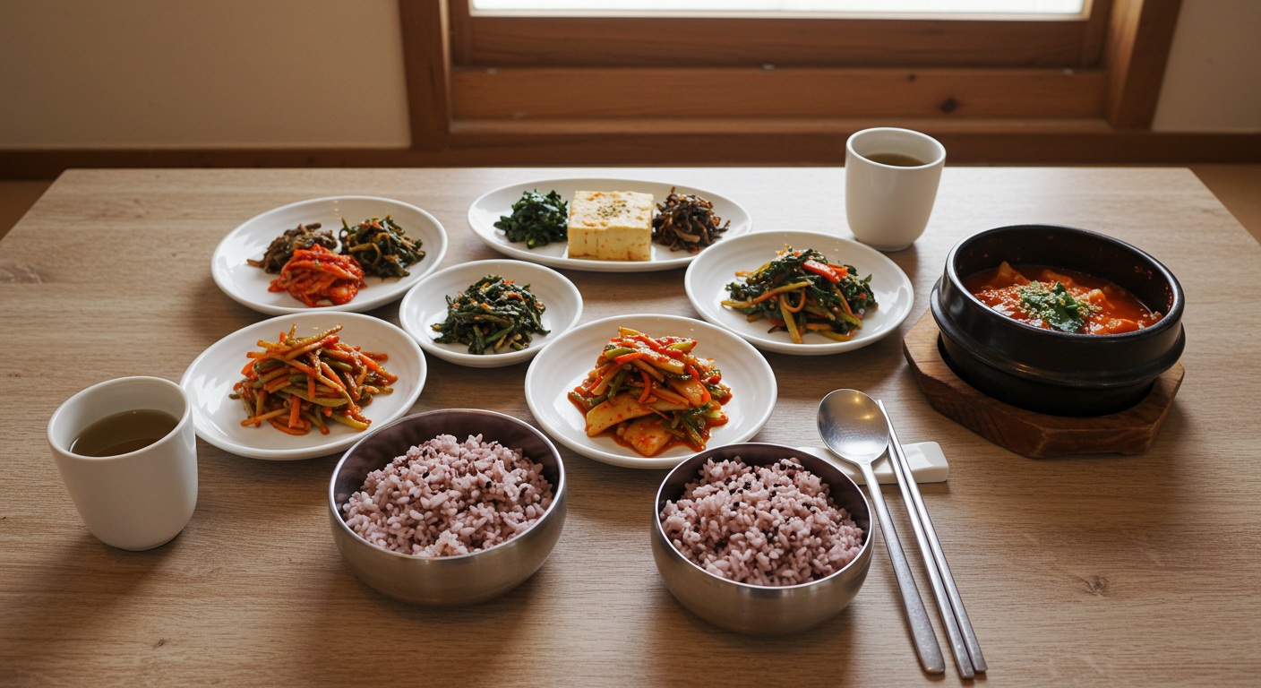 당뇨 식단으로 구성된 건강한 식탁