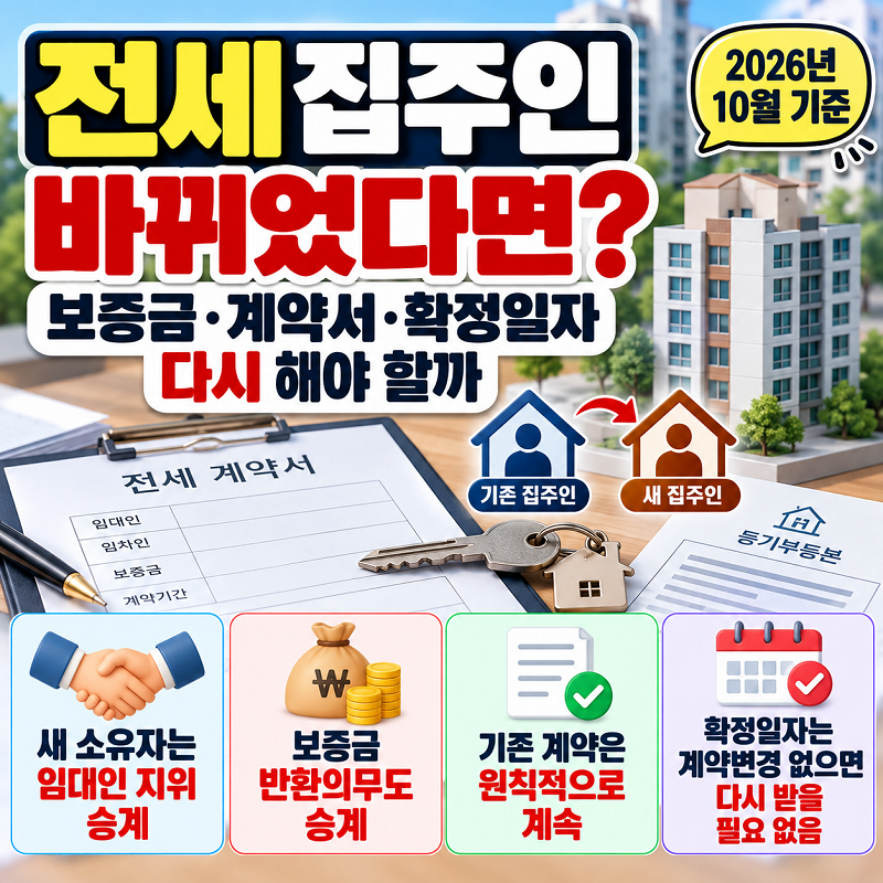 전세 집주인 변경 시 보증금 계약서 확정일자 처리방법