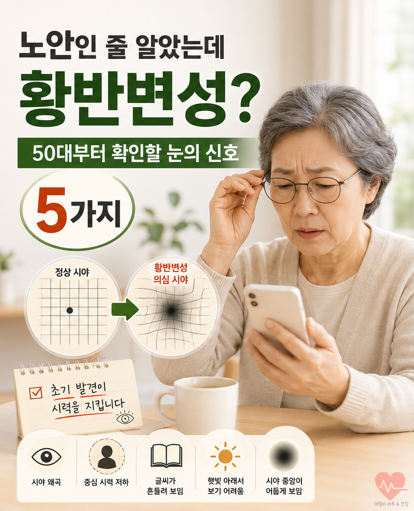 눈이 잘 안보이는 증상을 호소하는 여성