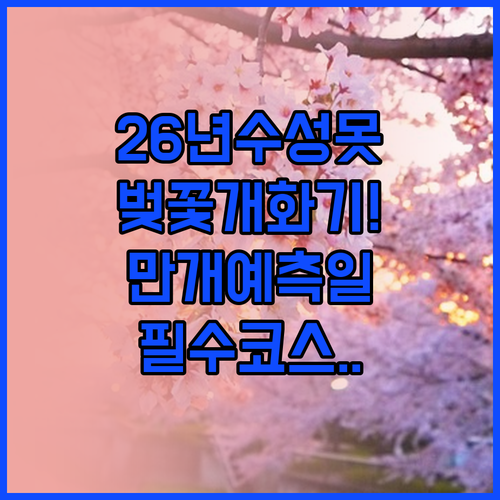 2026년 대구 수성구 벚꽃 개화 시..