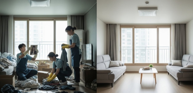 남해 고독사청소 후 모습