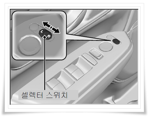 후진시 자동 하향 기능 설정을 위해 R의 위치에 선택 되어진 사진