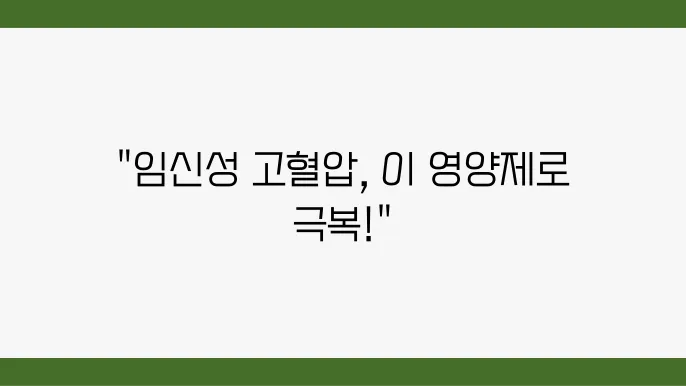 임신성 고혈압의 영양제