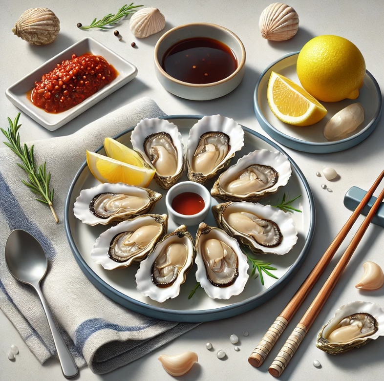 굴찜이 식탁에 있는 모습