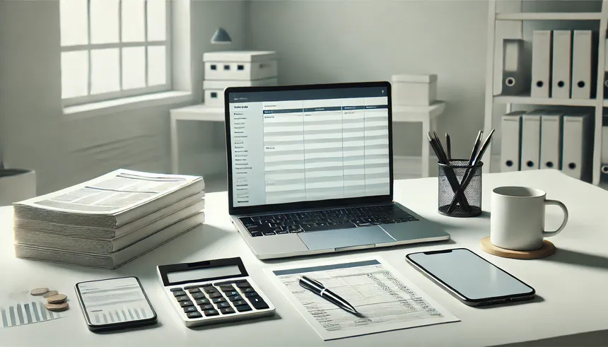 홈택스에서 종합소득세를 간편하게 환급받는 국세청 원클릭 서비스를 상징하는 서류와 컴퓨터 이미지