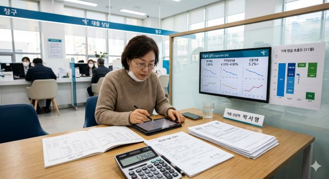 대출이자계산기로 월 상환액과 금리를 비교하는 이미지