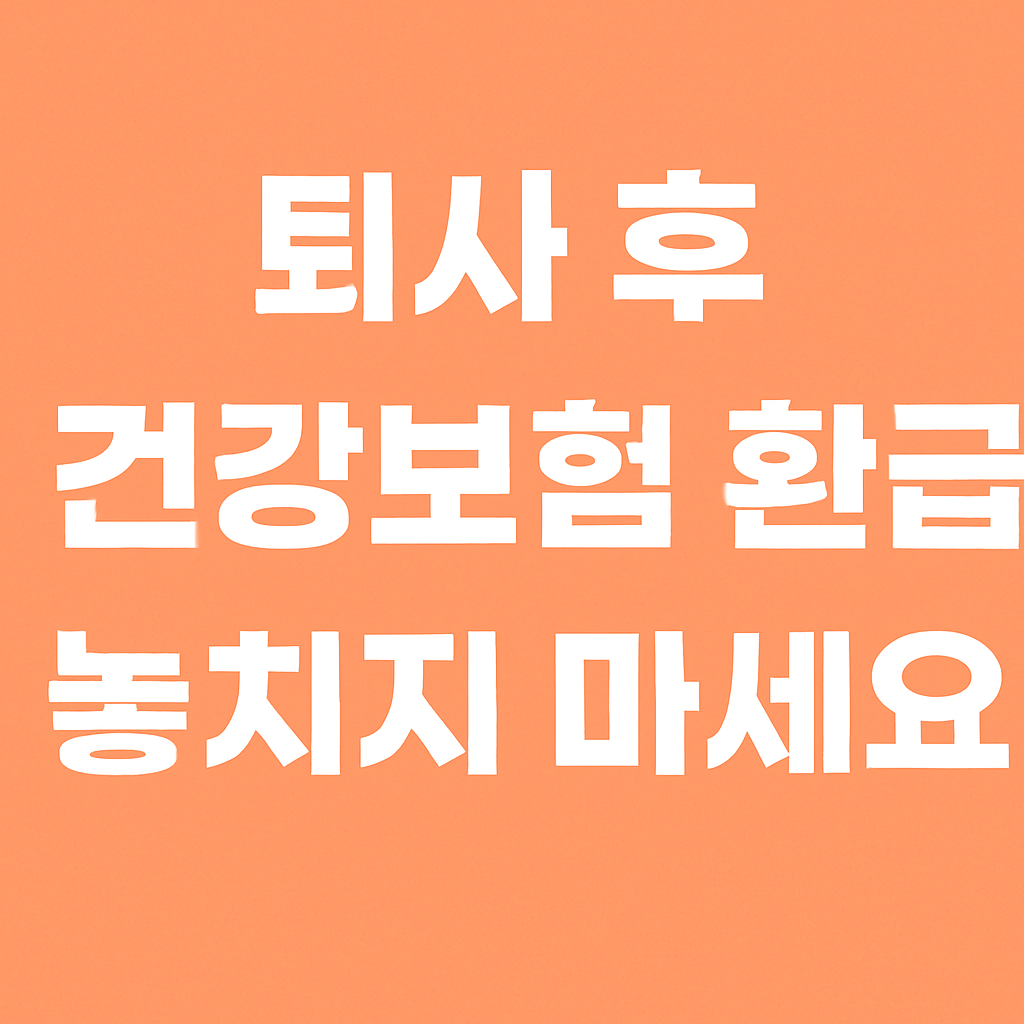 퇴사 후 건강보험 환급