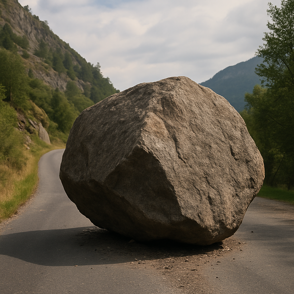거대한 바위가 갈을 막는 꿈