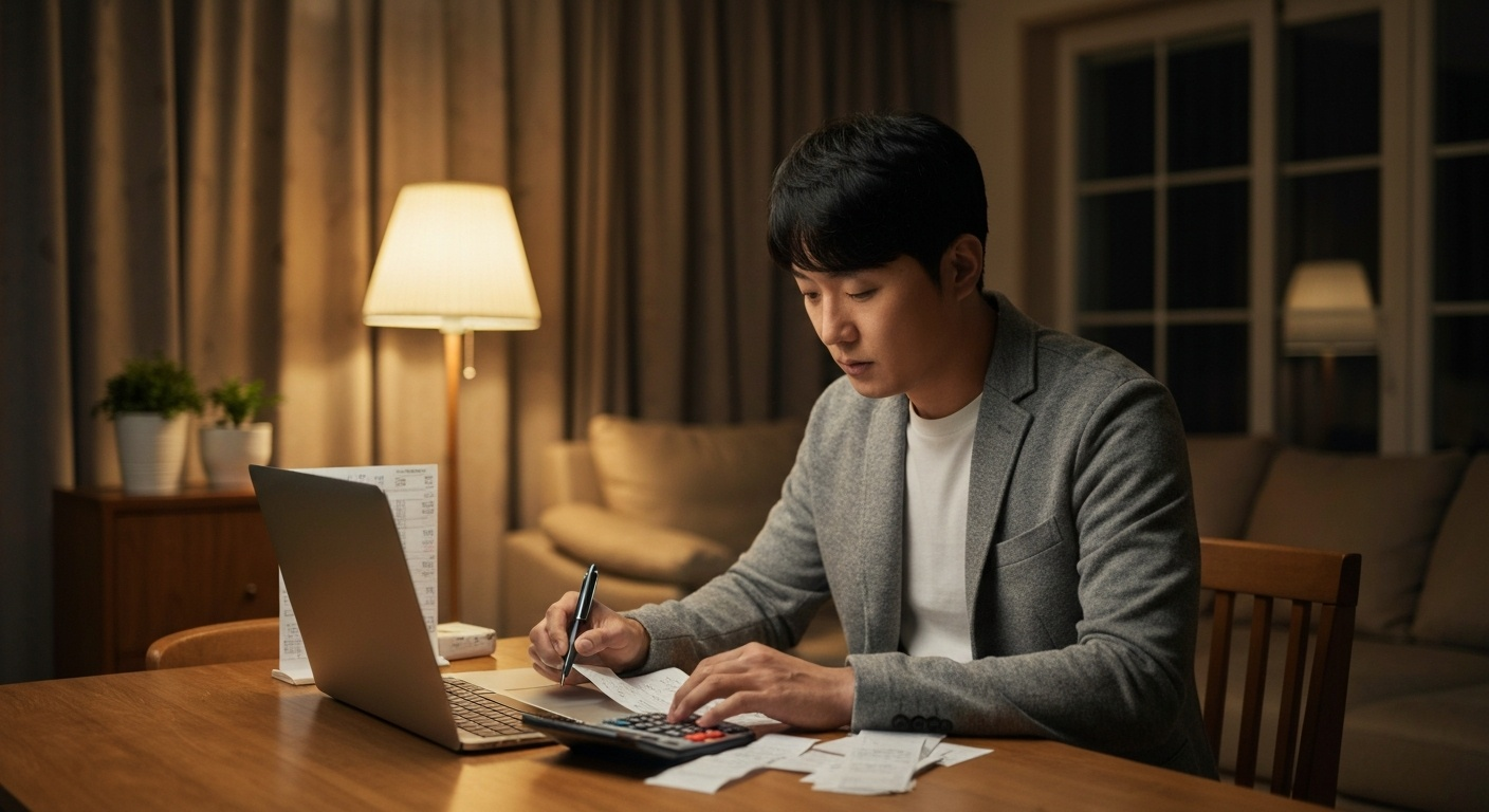 영수증 정리하는 직장인