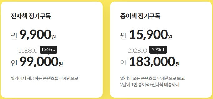 밀리의서재구독권