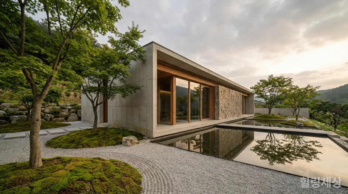 경북 군위 사유원의 자연과 어우러진 건축물