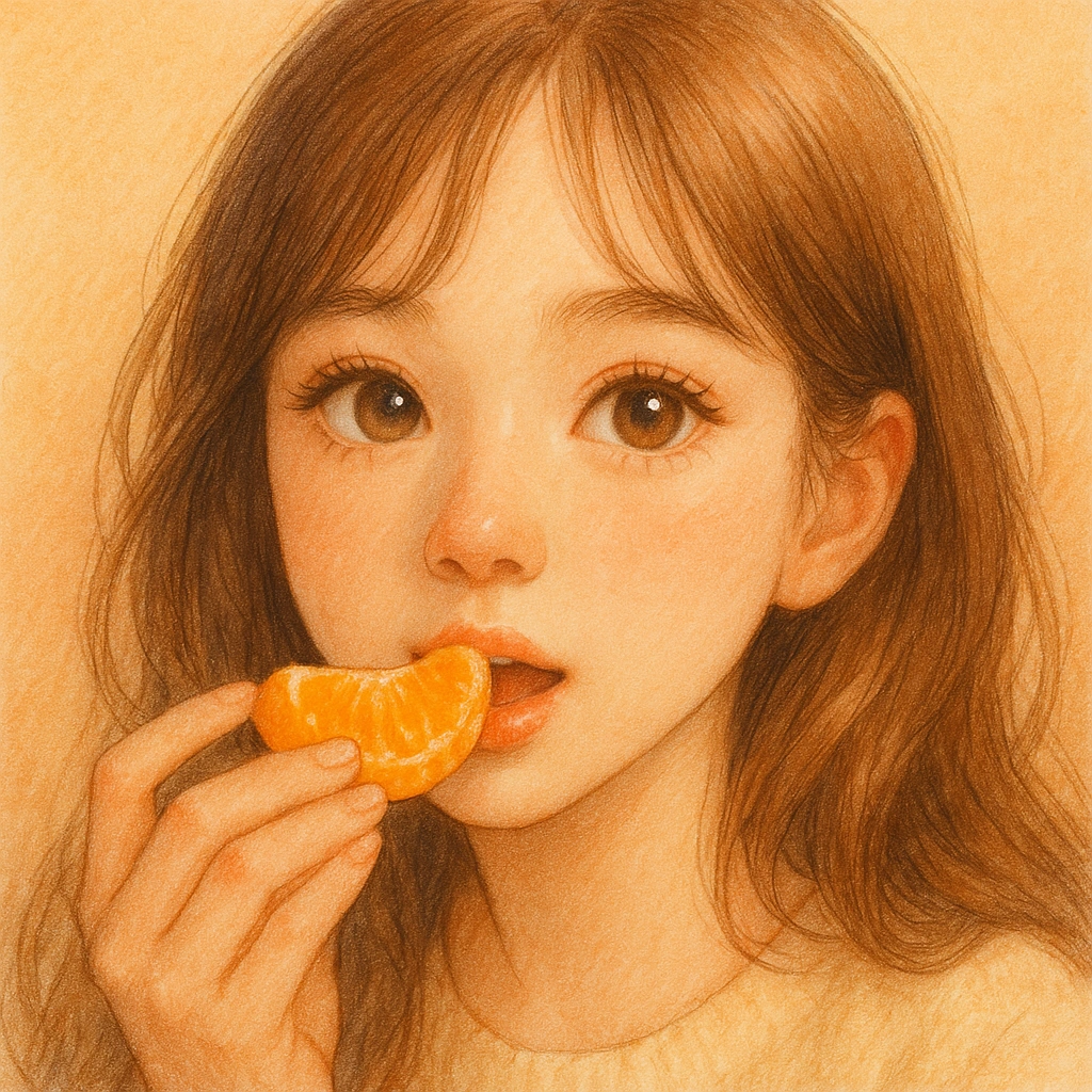 12월 제철 과일 귤 먹는 이미지