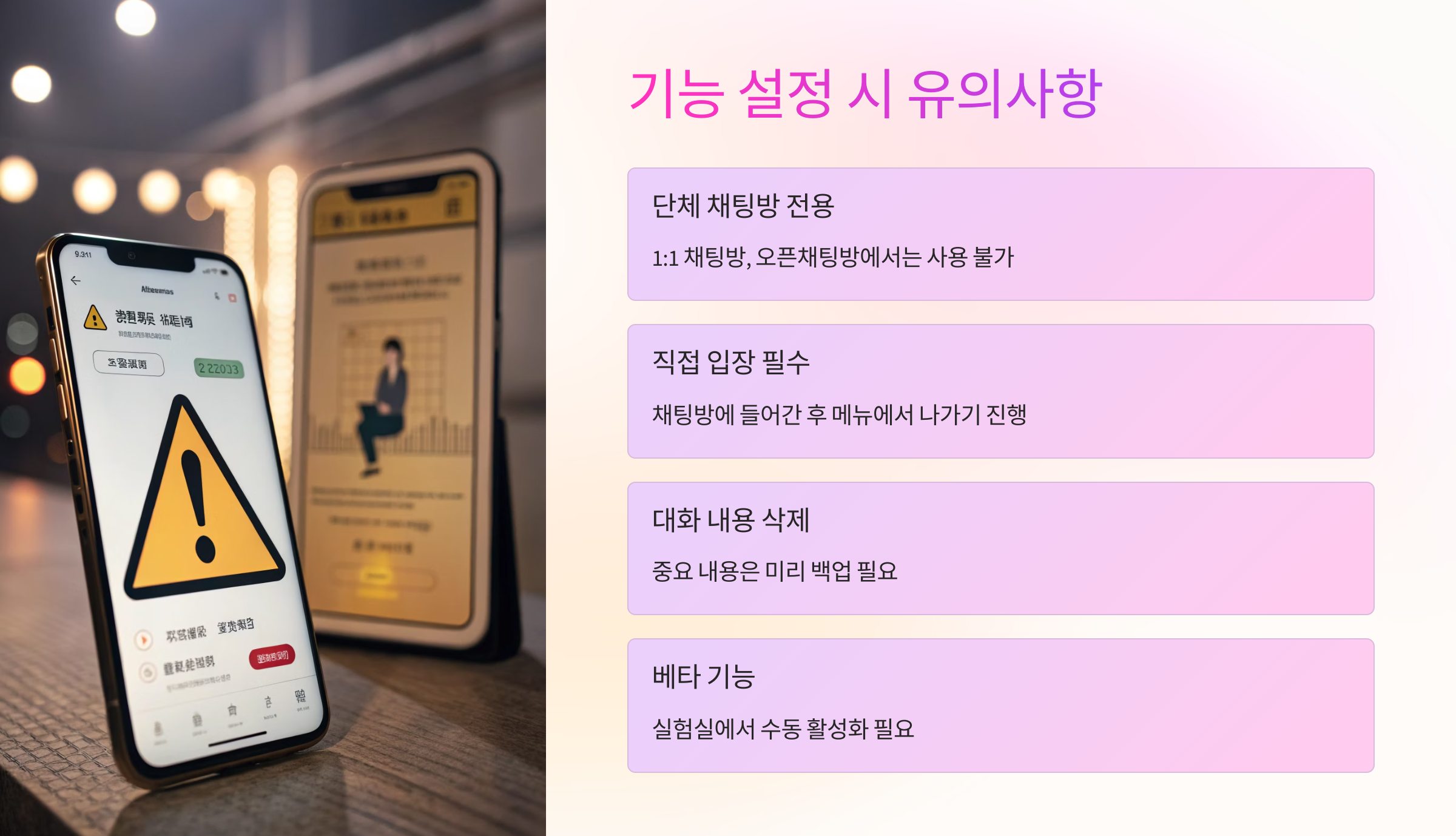 ⚙️ 기능 설정 시 유의사항