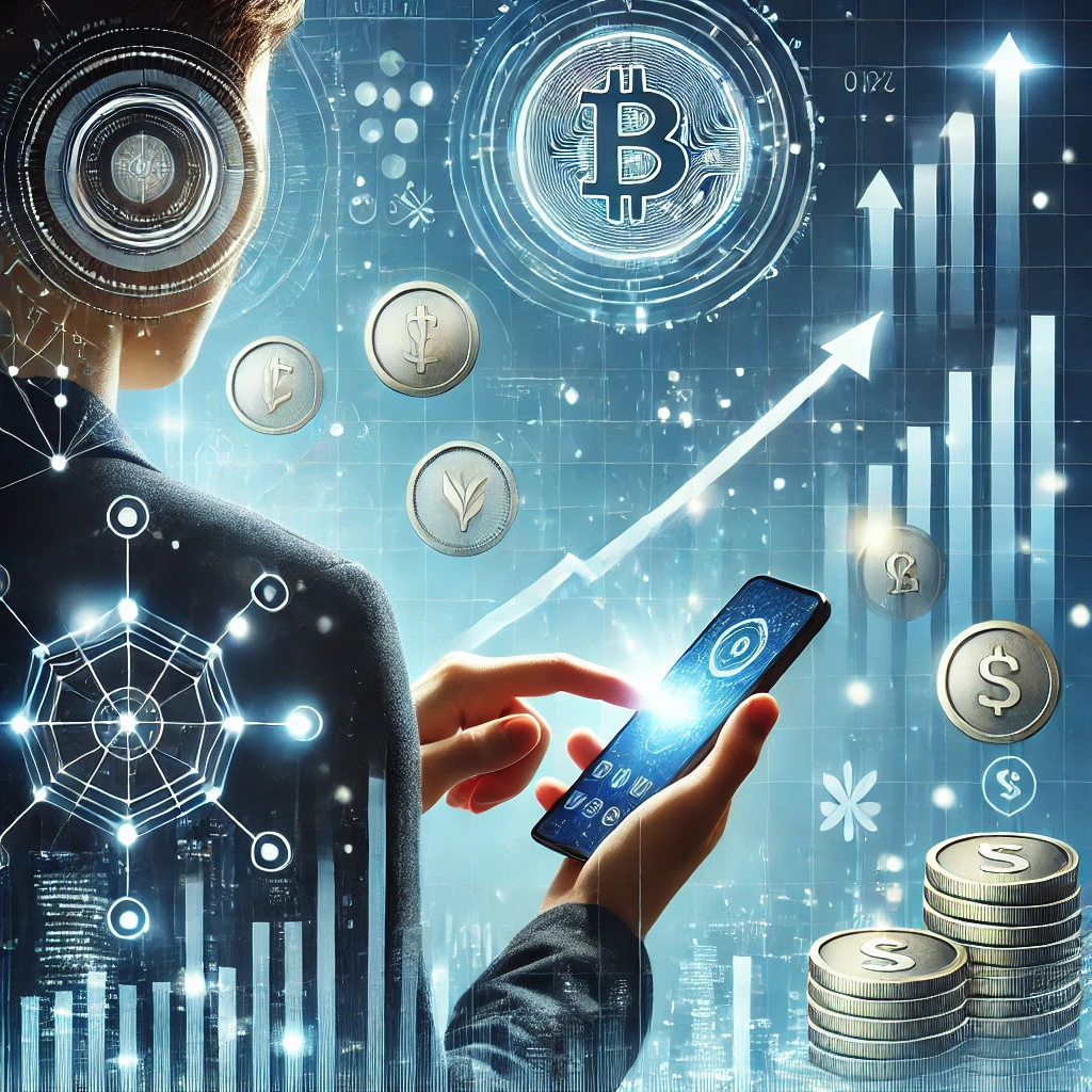 금융앱을 사용하고 있는 사람의 모습