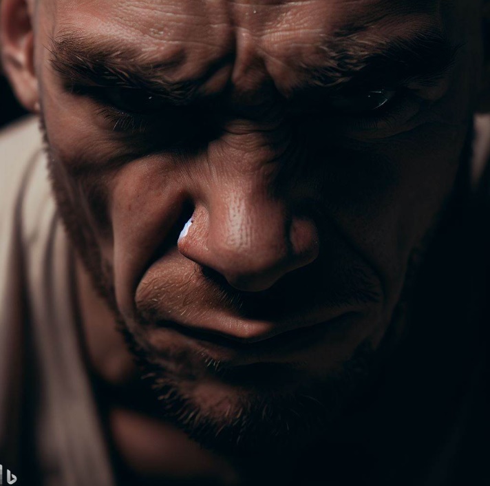 시련을 겪은 사람의 힘든 표정(made by Bing)