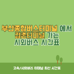 부산종합버스터미널에서 점촌터미널 가는 시외버스 시간표 최신정보