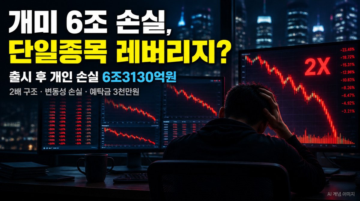 단일종목 레버리지 ETF 개인 손실을 표현한 대표 이미지 (AI 생성 이미지)