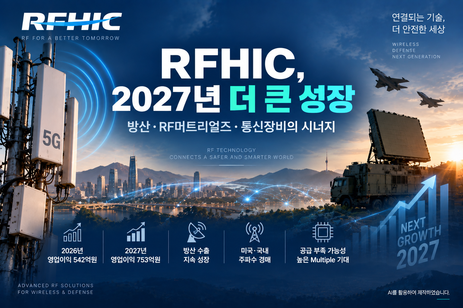 방산 성장과 미국&middot;국내 주파수 경매 수혜가 주목되는 RFHIC 2027년 전망