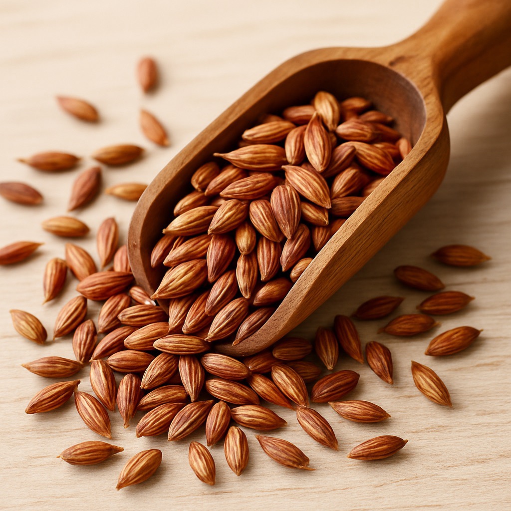 나무 스푼에 담긴 홍화씨(출처: 자체제작)