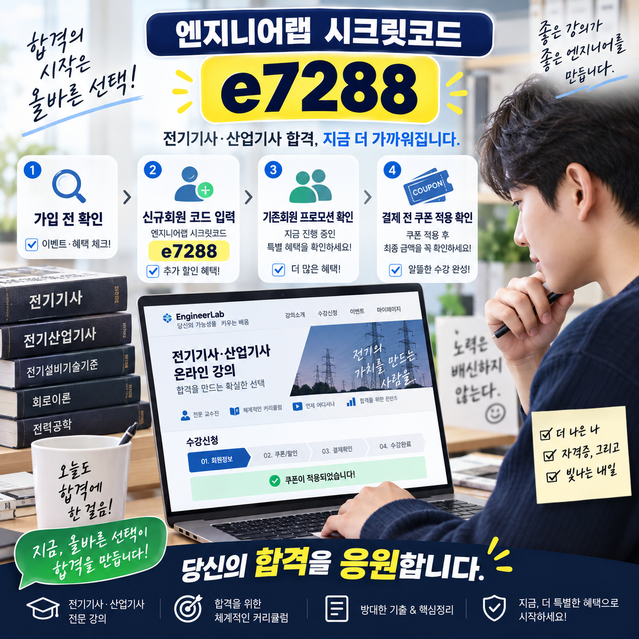 엔지니어랩 시크릿코드 e7288 회원가입 입력과 쿠폰 적용 확인 방법