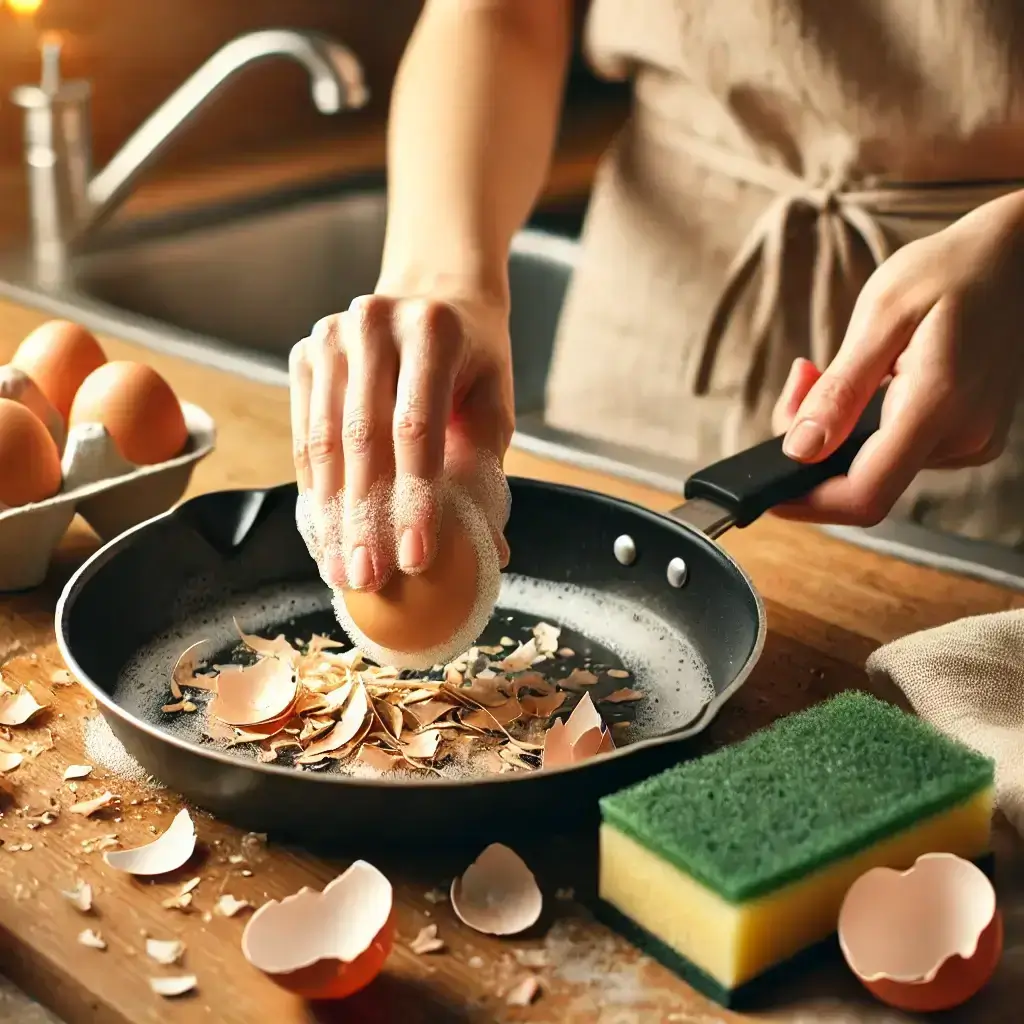 계란껍질로 후라이팬 세척
