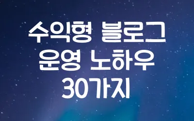 수익형 블로그 운영 노하우 30가지