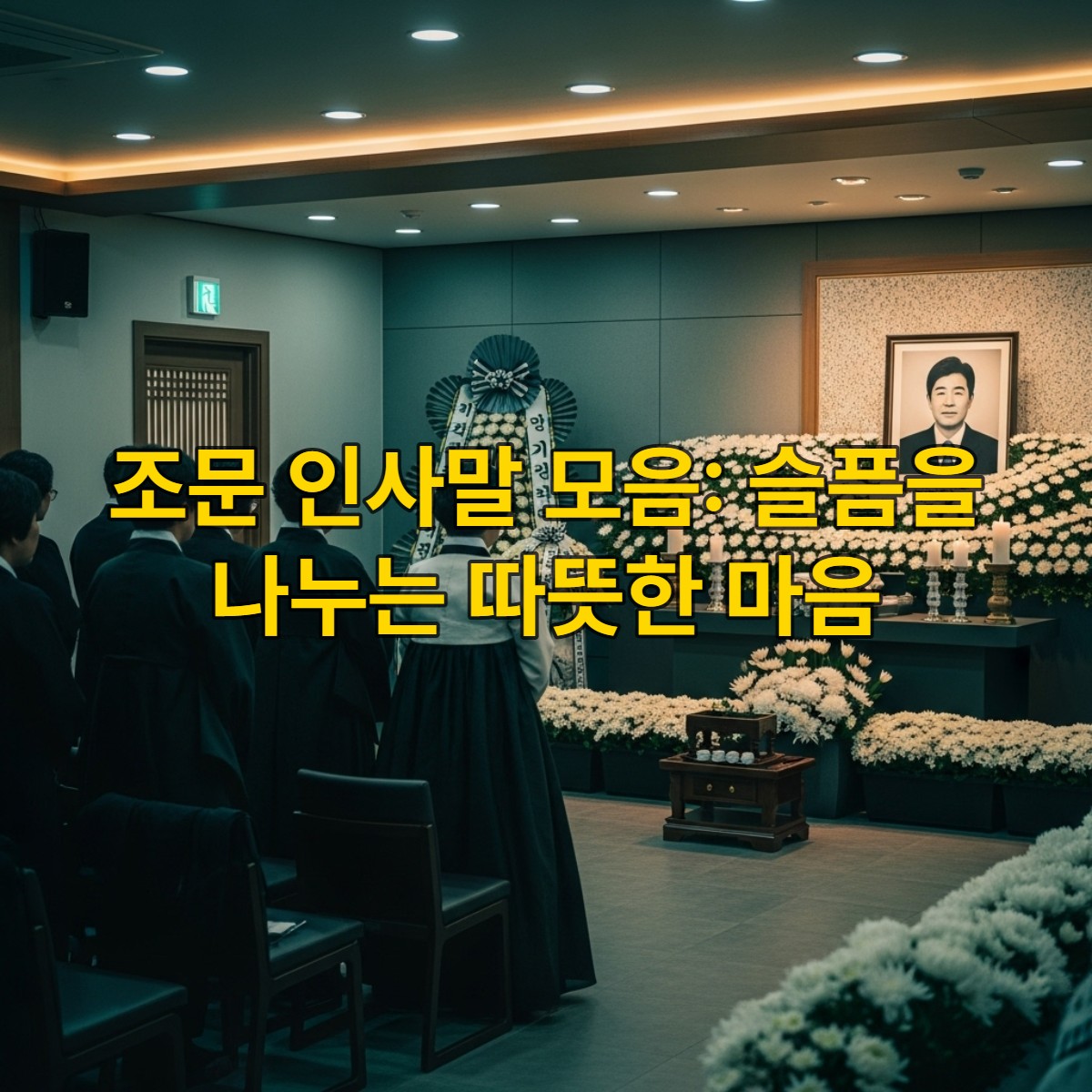 슬픔에 잠긴 유가족에게 따뜻한 위로와 애도를 표하는 조문객들의 모습이 담긴 장례식장 풍경