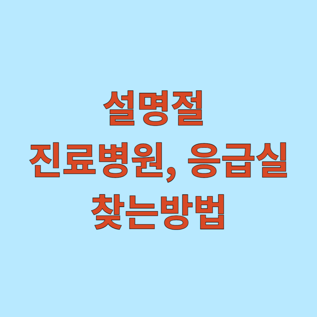 설명절 진료병원, 응급실 찾는 방법