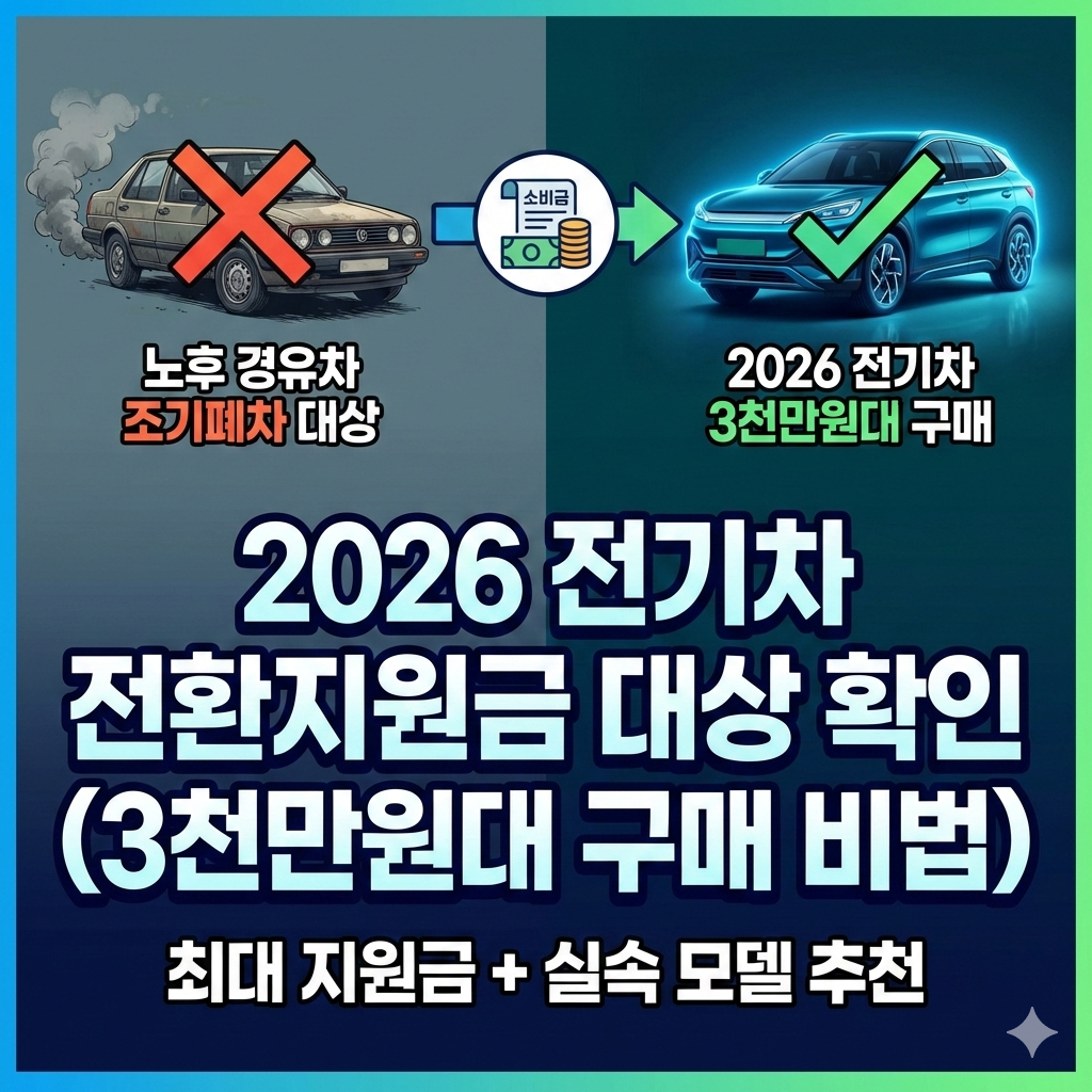 2026 전기차 전환지원금 대상 확인 3천만원대 구매 비법 최대지원금은?