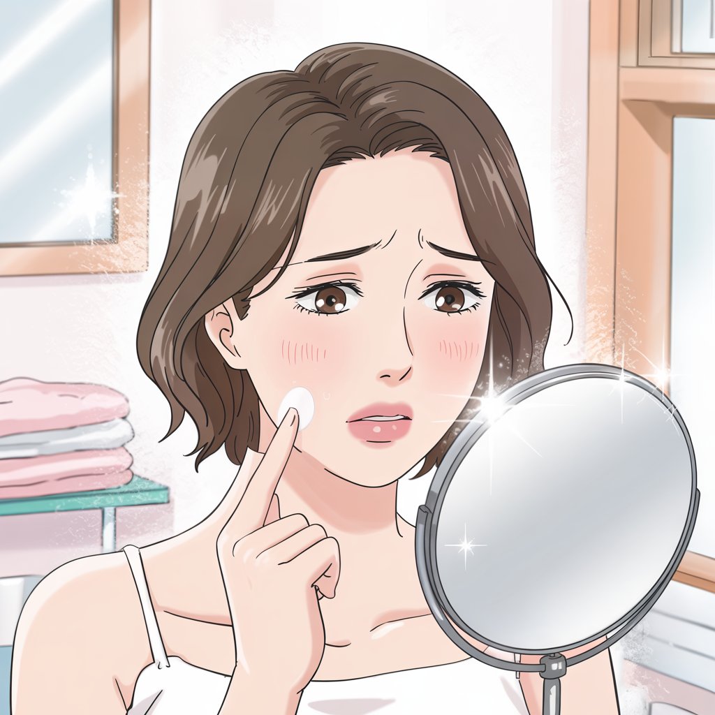 모공을 신경 쓰는 여성