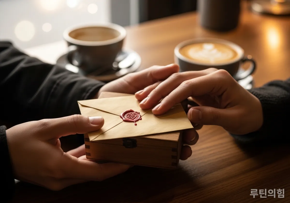 미래의 서로에게 보내는 타임캡슐 편지와 선물 상자