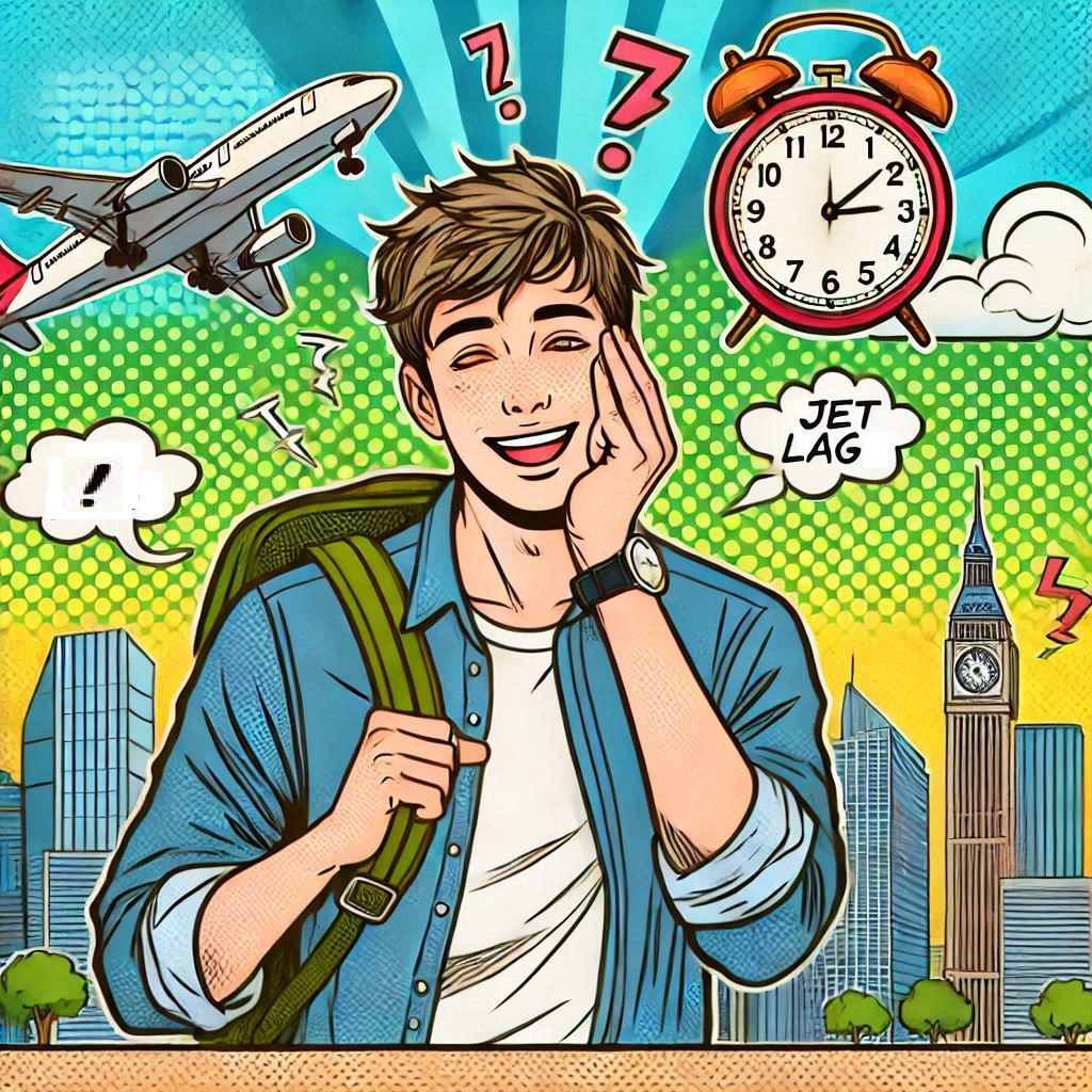 시차증 때문에 늦잠을 잤어.