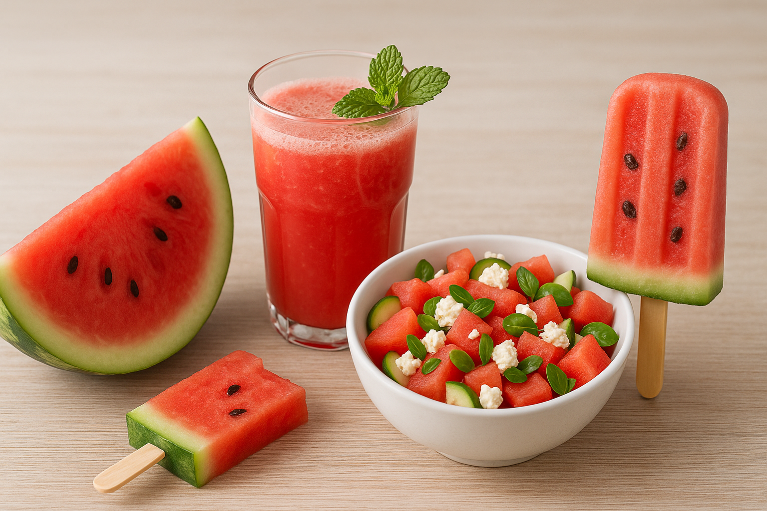 수박슬라이스, 수박주스, 수박샐러드, 수박아이스바