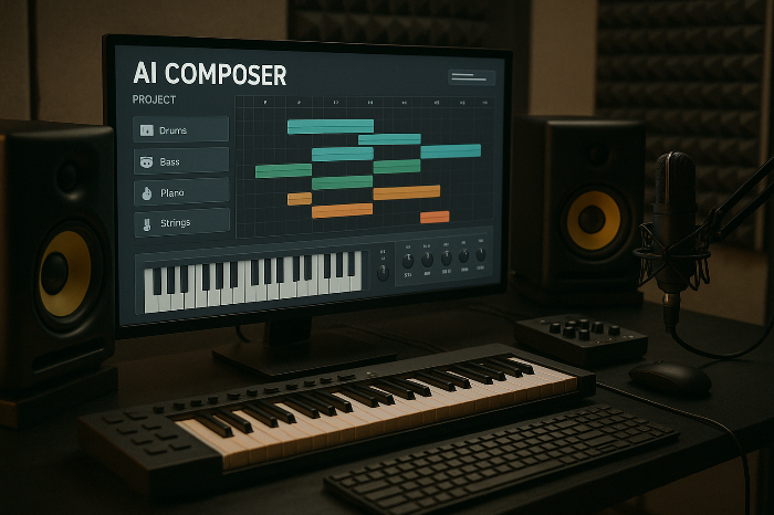 AI 프로그램을 이용한 음악 작곡 현장 이미지
