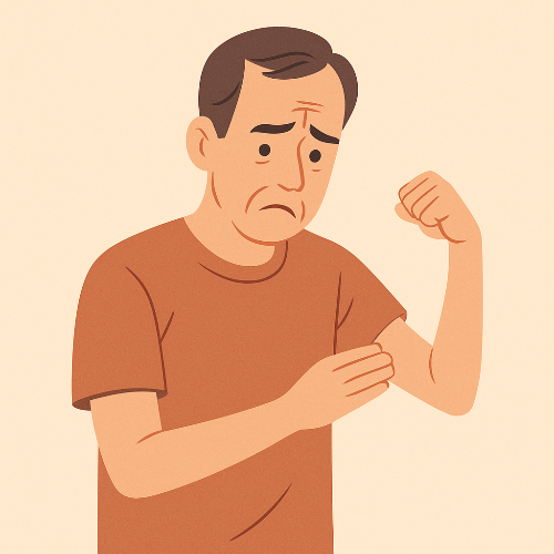 근육이 감소한 팔 남성 이미지