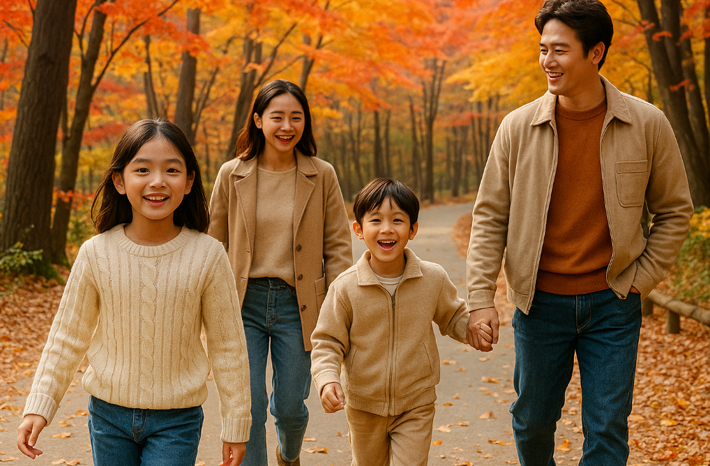 단풍 구경 가족 사진