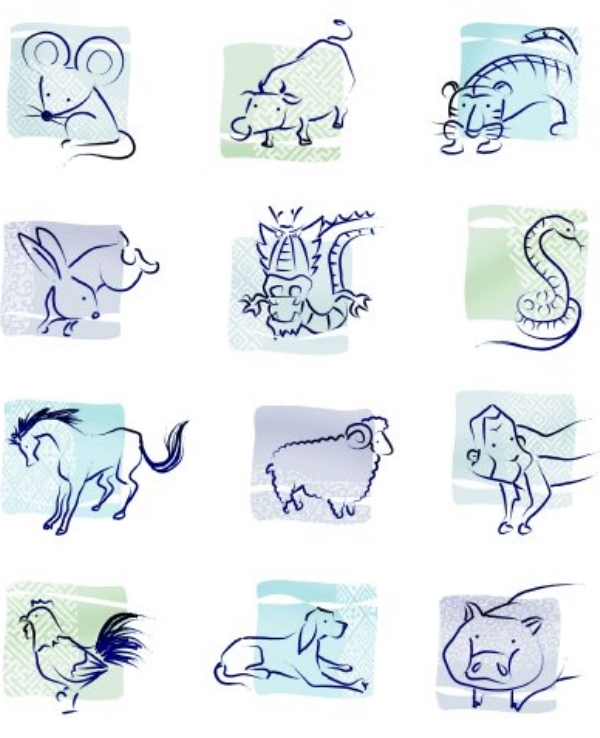 십이간지 동물들을 조각한 석상