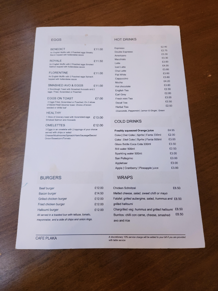 Cafe Plaka&amp;#39;s menu page 2