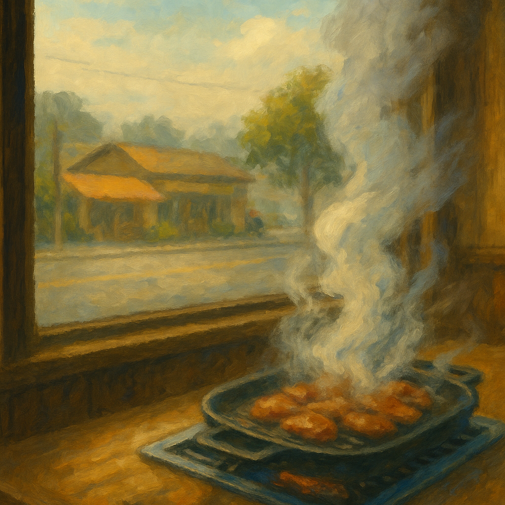 불판 위 고기를 굽는 따뜻한 식당 풍경