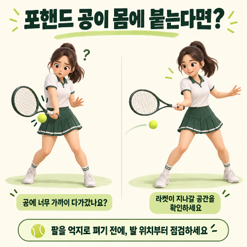 포핸드 공이 몸에 붙는 이유, 공을 따라가다 너무 가까워진 건 아닐까?