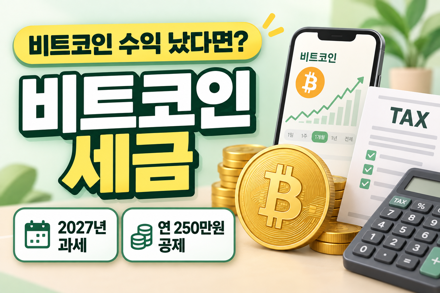 비트코인 세금 2027년 과세 연 250만원 기본공제 안내