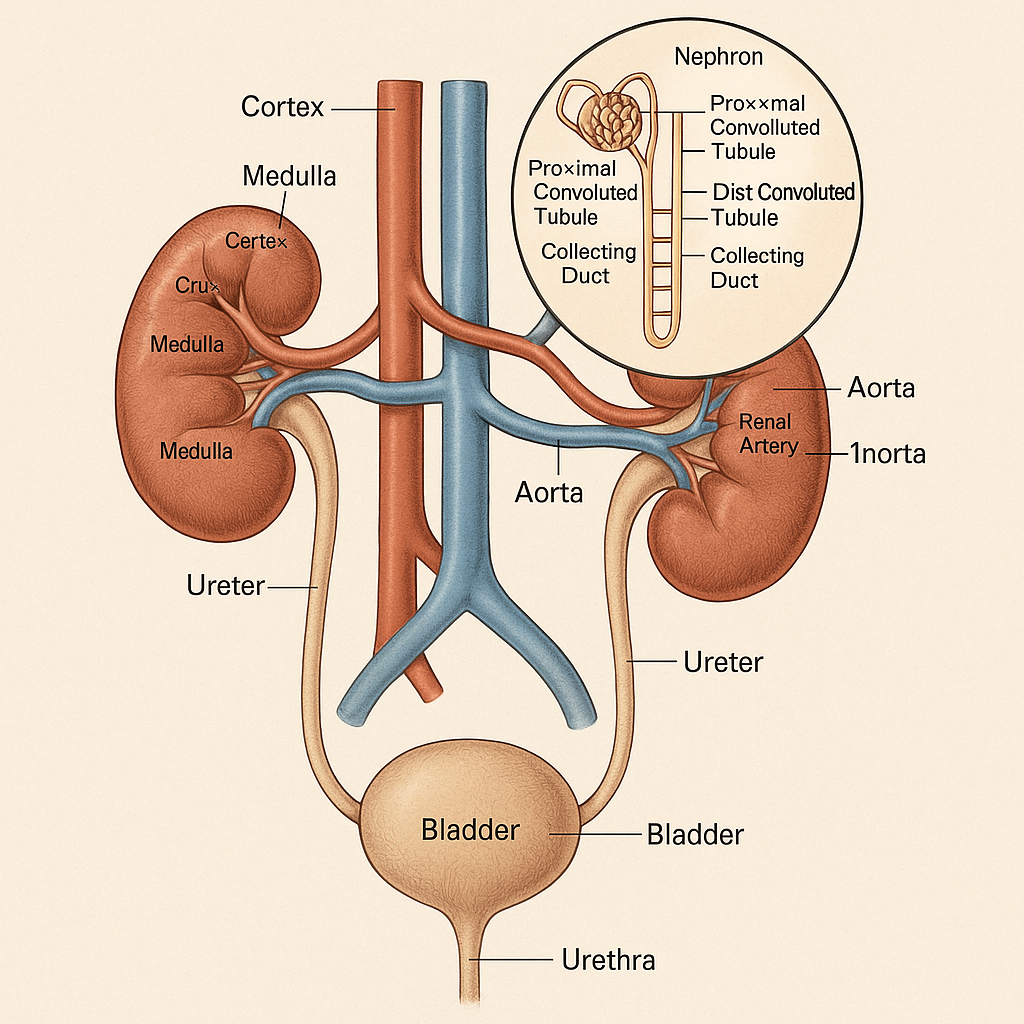 배설계의 구조와 체내 노폐물 조절 메커니즘 관련 이미지