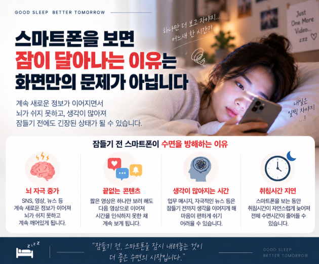 잠들기 전 스마트폰이 수면에 영향을 주는 이유와 줄이는 방법