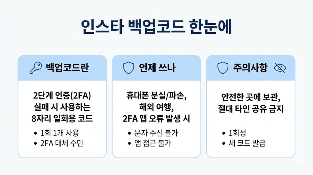인스타 백업코드 받는 법/쓰는 법 (2FA 잃었을 때 최후의 카드) ❘ 2026 최신