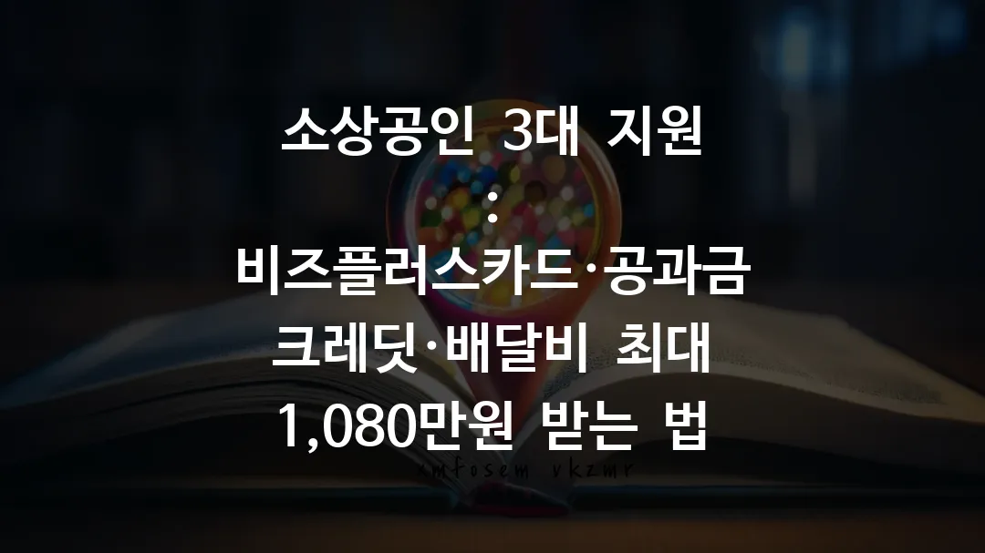 소상공인 3대 지원 : 비즈플러스카드·공과금 크레딧·배달비 최대 1,080만원 받는 법