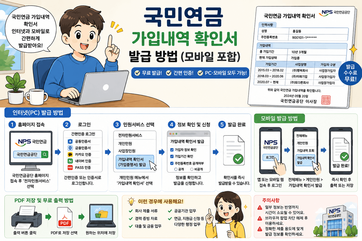 국민연금 가입내역 확인서 발급 방법 모바일 포함