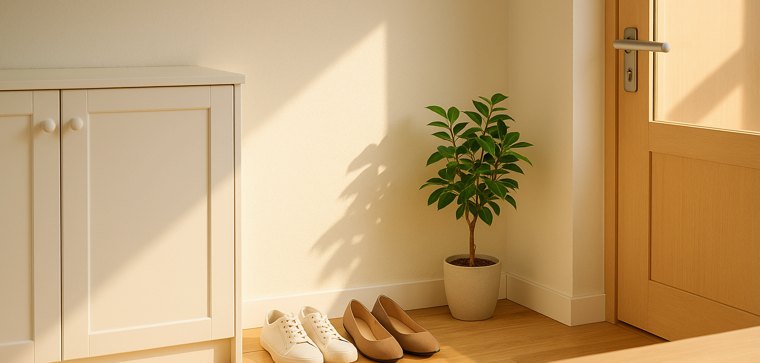 밝고 깨끗하게 정돈된 아파트 현관 인테리어