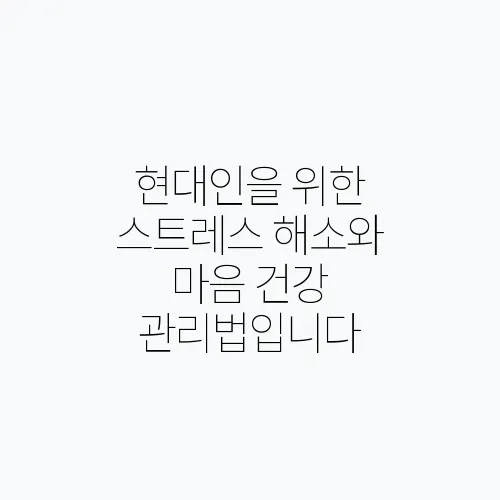 현대인을 위한 스트레스 해소와 마음 건강 관리법입니다