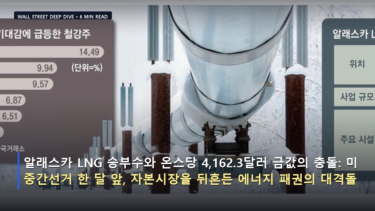 알래스카 LNG 승부수와 온스당 4,162.3달러 금값의 충돌: 미 중간선거 한 달 앞, 자본시장을 뒤흔든 에너지 패권의 대격돌